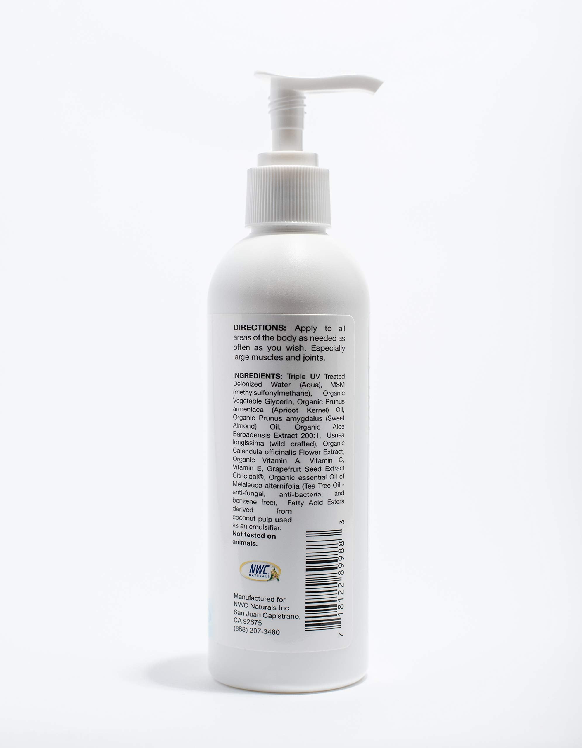 NWC Naturals UltraPure MSM Lotion All Natural Hypoallergenic ExtraHealing Nourishing Body Lotion by, 8 Fl Ounces