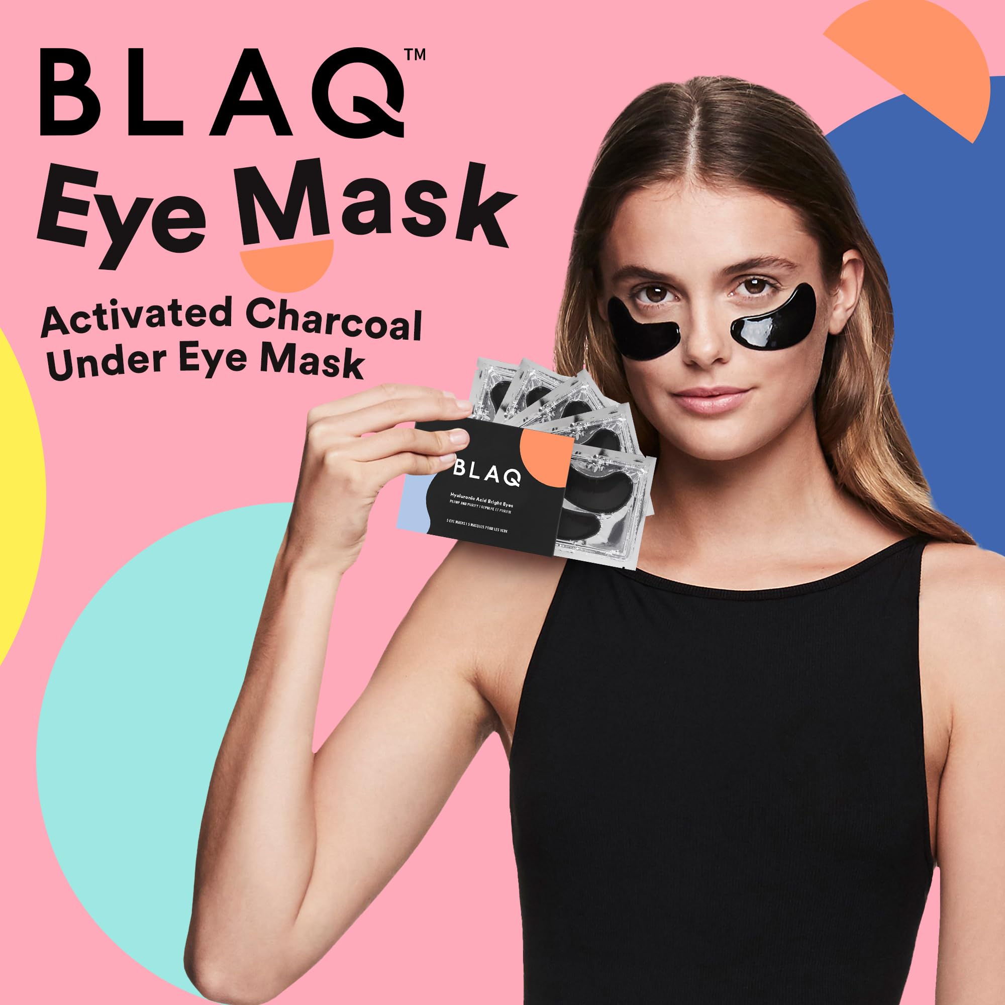 BLAQ Activated Charcoal Eye Mask with HydroGel by BLAQ - Depuffing Eyes & Dark Circles Removing, Natural Hydrating and Anti Wrinkles Eye Patches