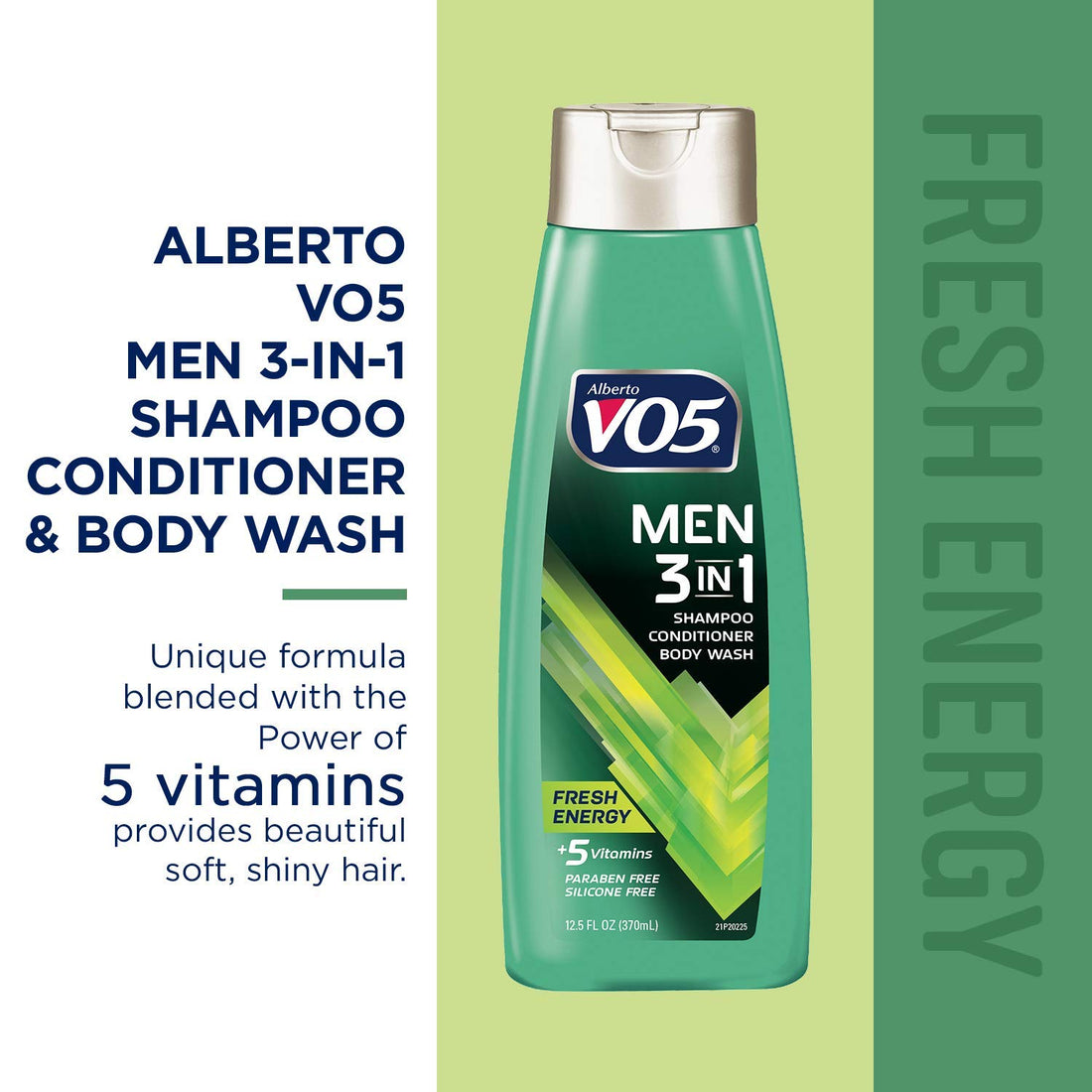 Alberto Vo5 Mens 3-in-1 Shampoo, Conditioner & Body Wash, Fresh Energy 12.5 Fl Oz