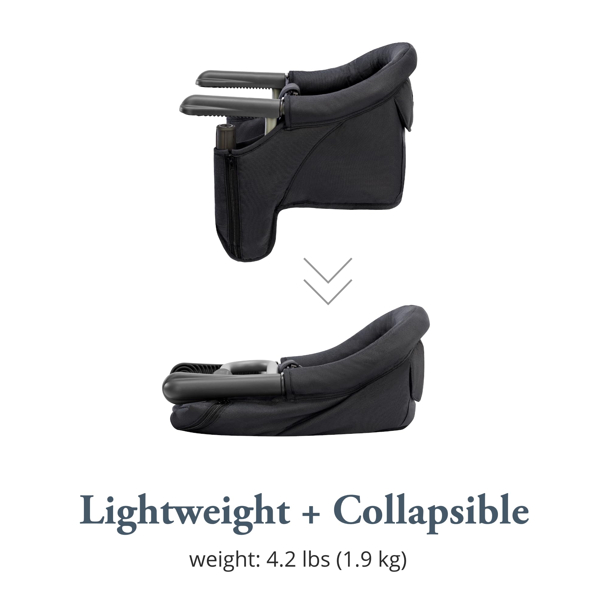 Inglesina Fast Table Chair, Black - Portable Baby High Chair - for Babies & Toddlers up to 37 lbs - Collapsible Design - Fits Tables 0.8'' to 3.5'' Thick - Compact & Easy to Use - Travel Bag Included