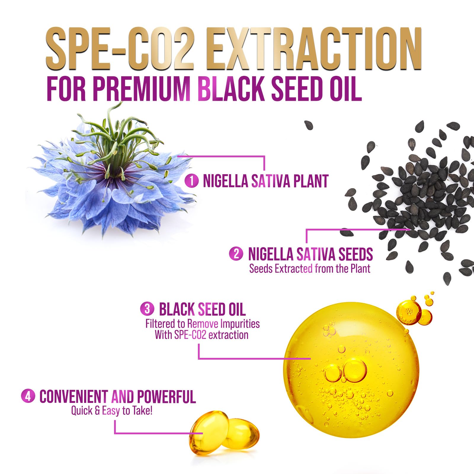 Black Seed Oil 1000mg - Premium Extra Strength Nigella Sativa Black Seed Oil - Black Cumin Seed Oil for Skin, Digestive Health & Immune Support - Non-GMO, Sugar Free & Bottled in USA - 120 Softgels