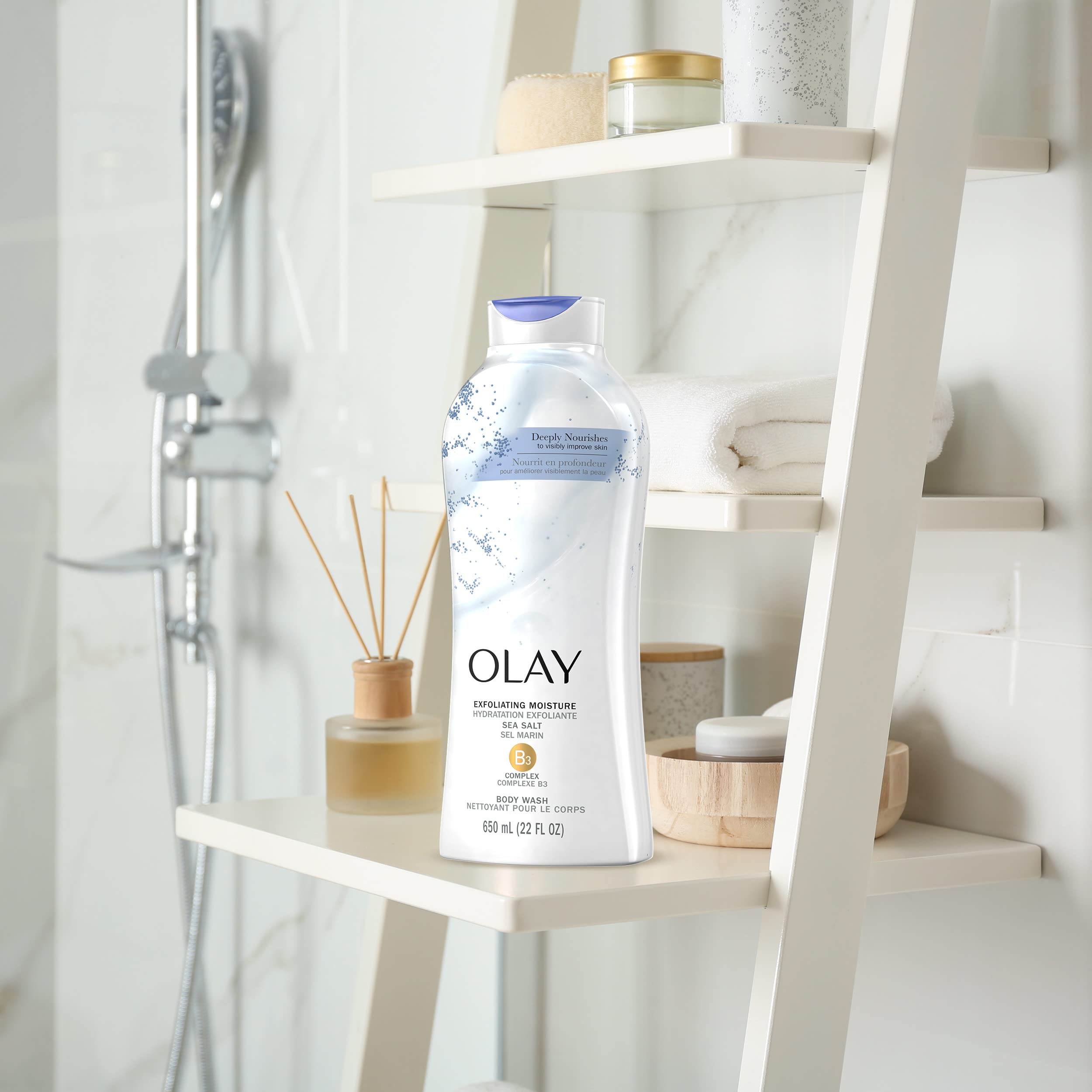 Daily Exfoliating With Sea Salts : Olay Daily Exfoliating with Sea Salts Body Wash, 22 oz, (4 Count)