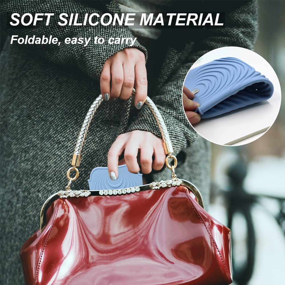 Heat Resistant Silicone Mat Pouch for Hair Straightener, Non-Slip Travel Pad Cover for Curling & Flat Iron, Portable Styling Heat Mat Holder for Curler Wand and Hot Waver (Blue)