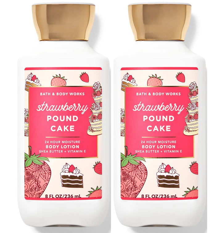 Bath & Body Works Bath and Body Works Super Smooth Body Lotion Sets Gift For Women 8 Oz -2 Pack (Strawberry Pound Cake)
