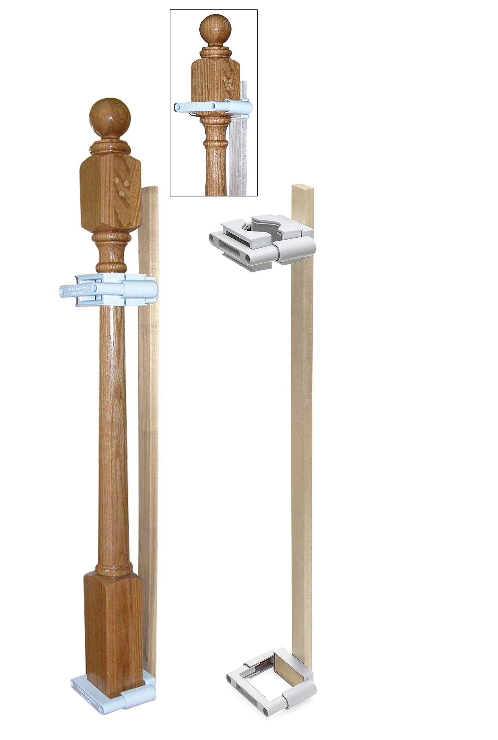 Safety Innovations No Hole Stairway Baby Gate Mounting Kit - Fits Posts from 2 3/4 inches to 3 1/2 inches Wide with Square or Round Tops - No Adhesives On Or Screws in Your Posts, (1-Pack)