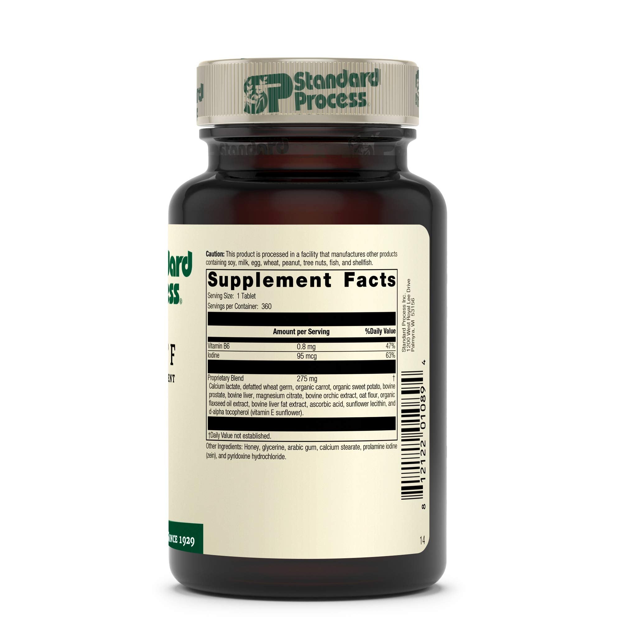 Standard Process Inc. Cataplex F - Whole Food Supplement, Thyroid Support, Metabolism, Skin Health, and Hair Health with Vitamin B6, Iodine, Flaxseed Oil - 90 Tablets