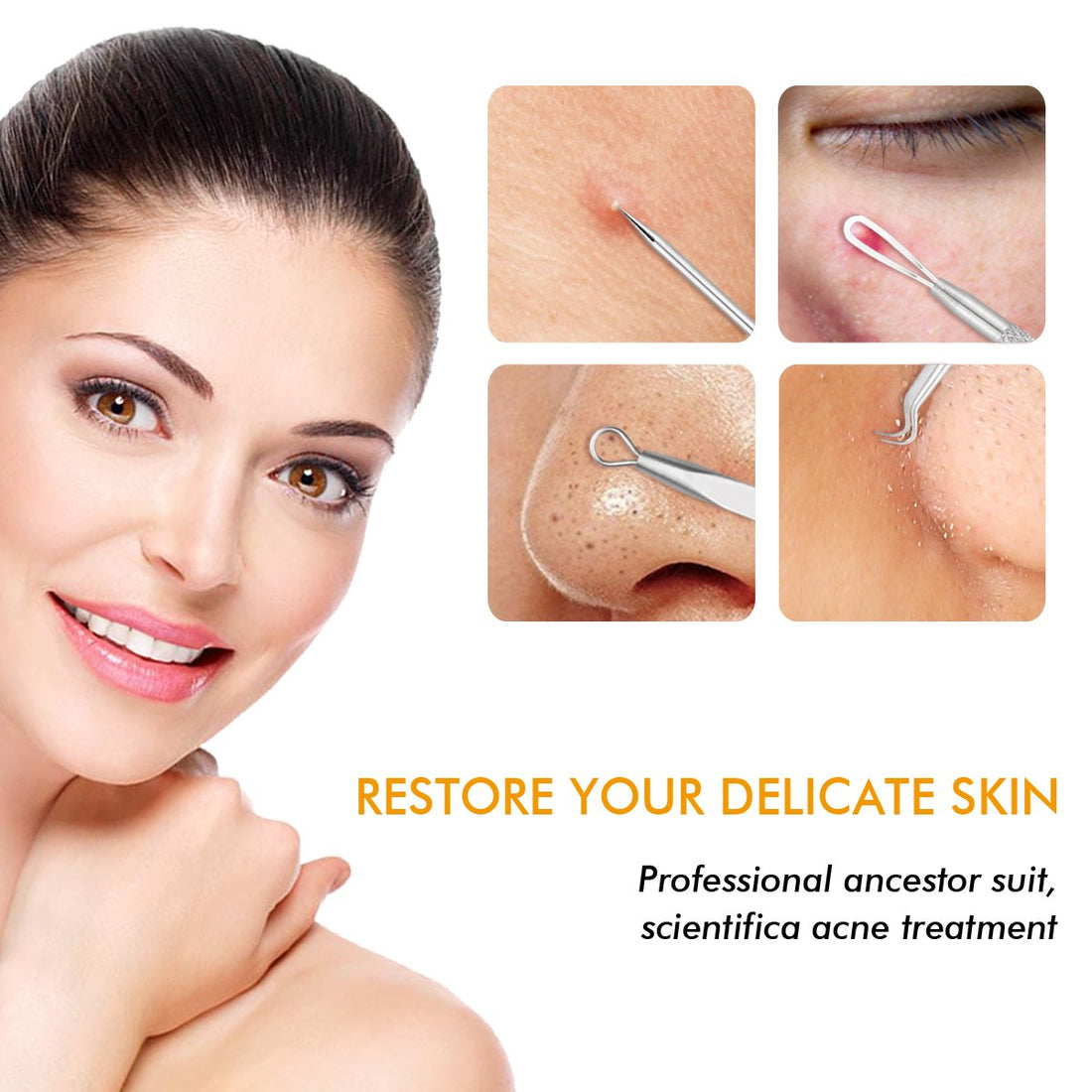 7-Piece Blackhead Remover Kit - Comedone Extractor Tool set for Facial Acne and Treatment for Blemish, Whitehead Popping, Zit Removing for Risk Free Nose Face Skin with Metal Case by TailaiMei