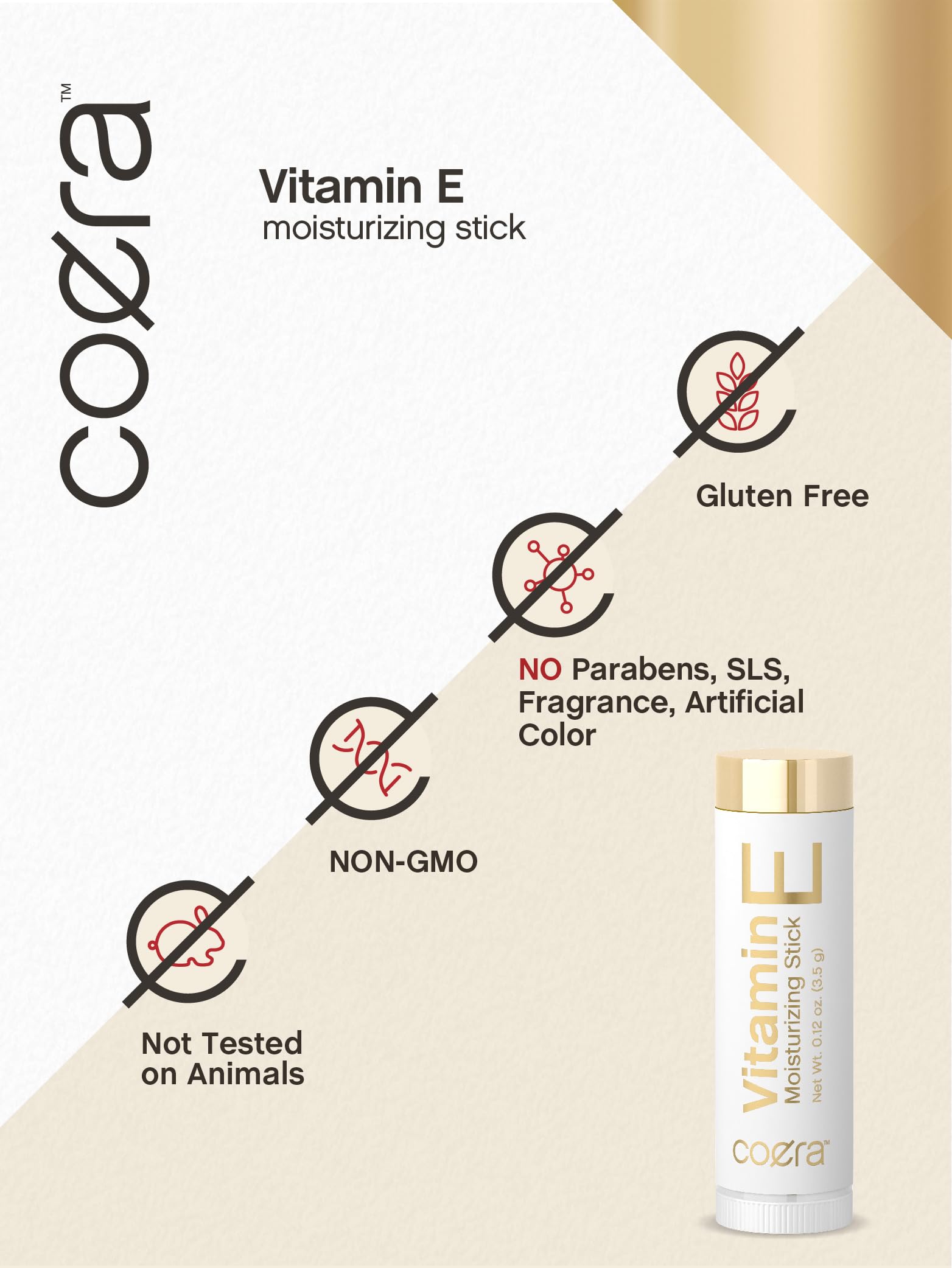 Coera Vitamin E Moisturizing Stick for Lips | .12 oz (2 Pack) | Hydrating & Nourishing Moisturizer | Free of Parabens, SLS & Fragrances