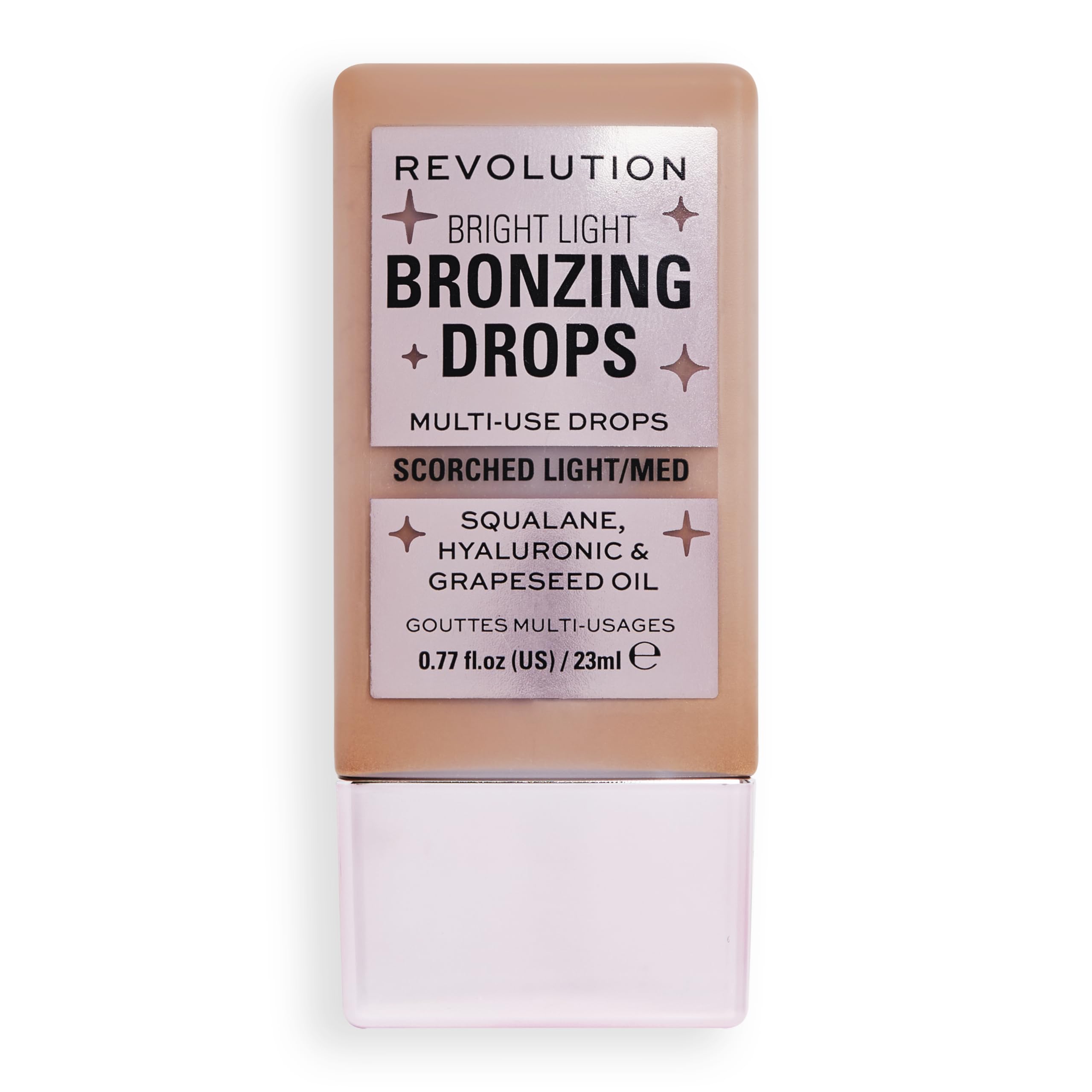 Revolution, Bright Light Bronzing Drops, Bronze & Glow for Face & Body, Infused with Hyaluronic Acid, Vegan & Cruelty-Free, Bronze Scorched, 0.77 fl oz