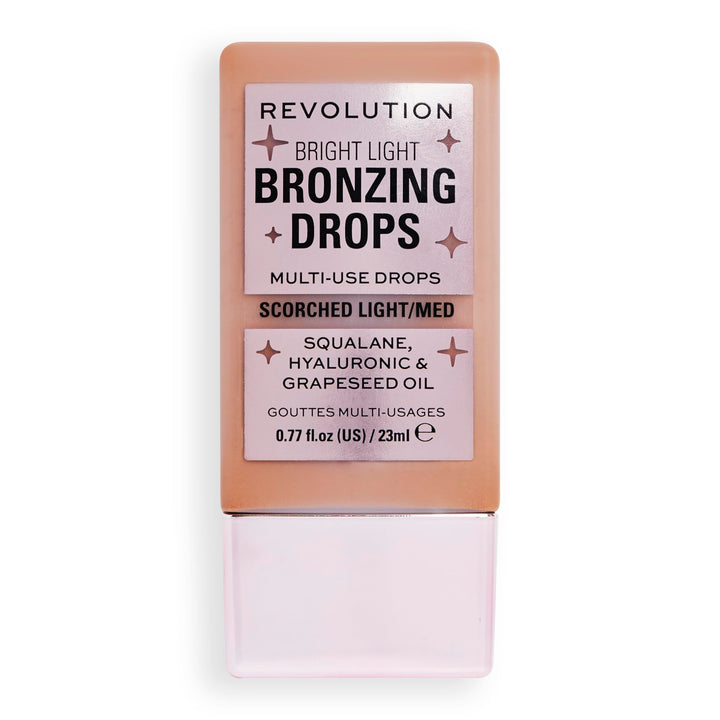 Revolution, Bright Light Bronzing Drops, Bronze & Glow for Face & Body, Infused with Hyaluronic Acid, Vegan & Cruelty-Free, Bronze Scorched, 0.77 fl oz