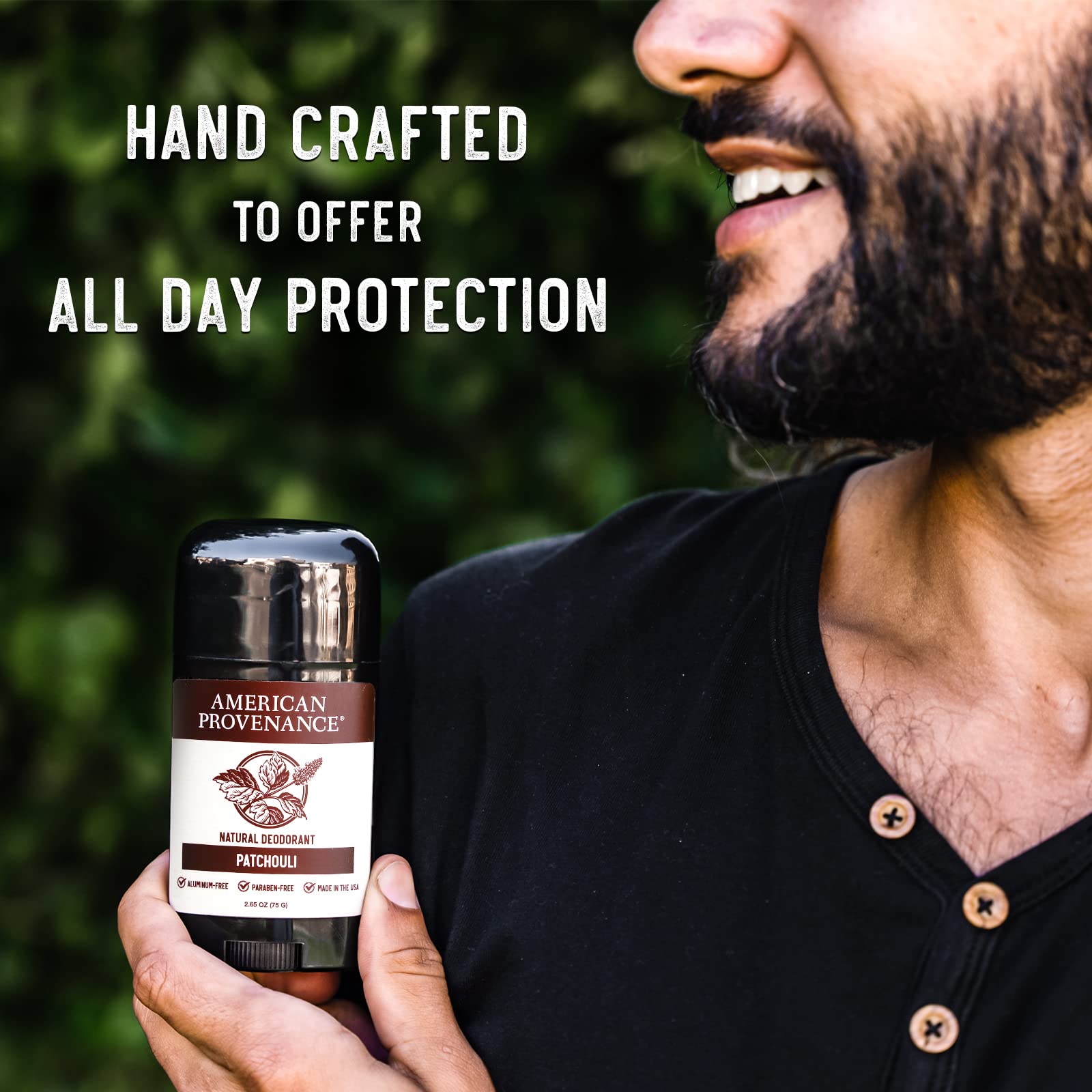 American Provenance Aluminum Free Natural Deodorant For Women and Men - Patchouli - 24 Hour Protection - Cruelty Free - Made in the USA (1 pack)