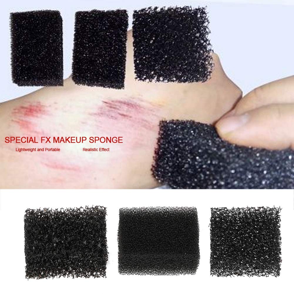 MEICOLY Stipple Sponge Halloween Bruise Makeup,SFX Blood Scar Stubble Wound Cosplay,Art Shaping Special Effects,3pcs,Black