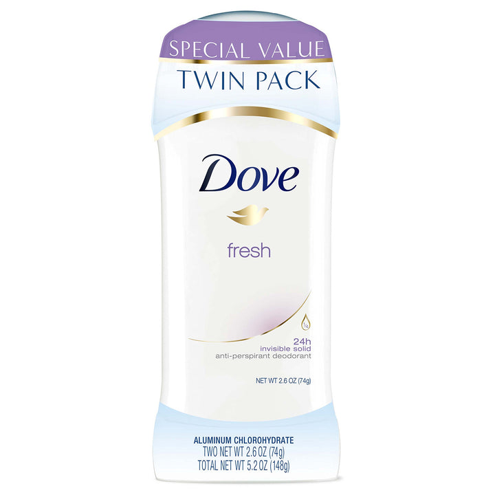 Dove Invisible Solids,Twin Pack, Fresh, 5.2 Ounce