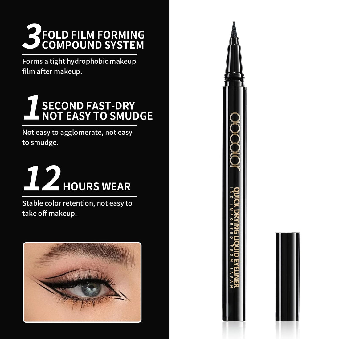 Docolor Waterproof Liquid Eyeliner Eye Liner Gel Black