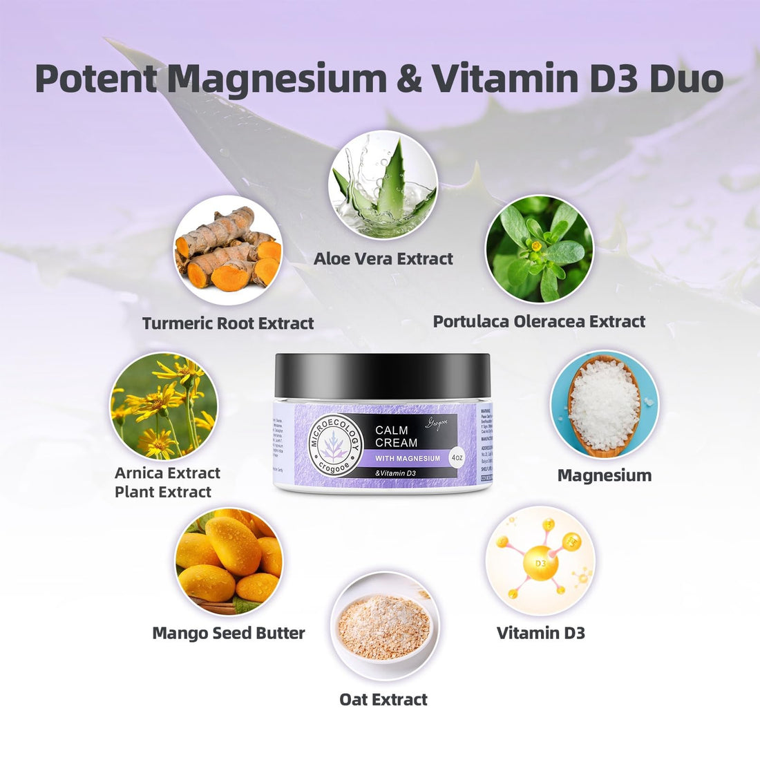 Crogooe Magnesium Body Cream - Moisturizing Lotion Nighttime Magnesium Cream, Hydrating Dry Skin on Body,(Lavender) 4 OZ