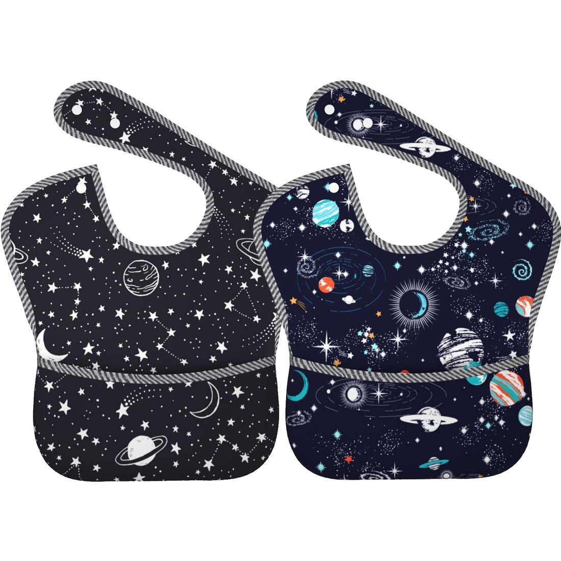 Qwalnely Space Bibs Baby Stuff 2Packs for 6-24 Months Waterproof Washable Fabric (Space)