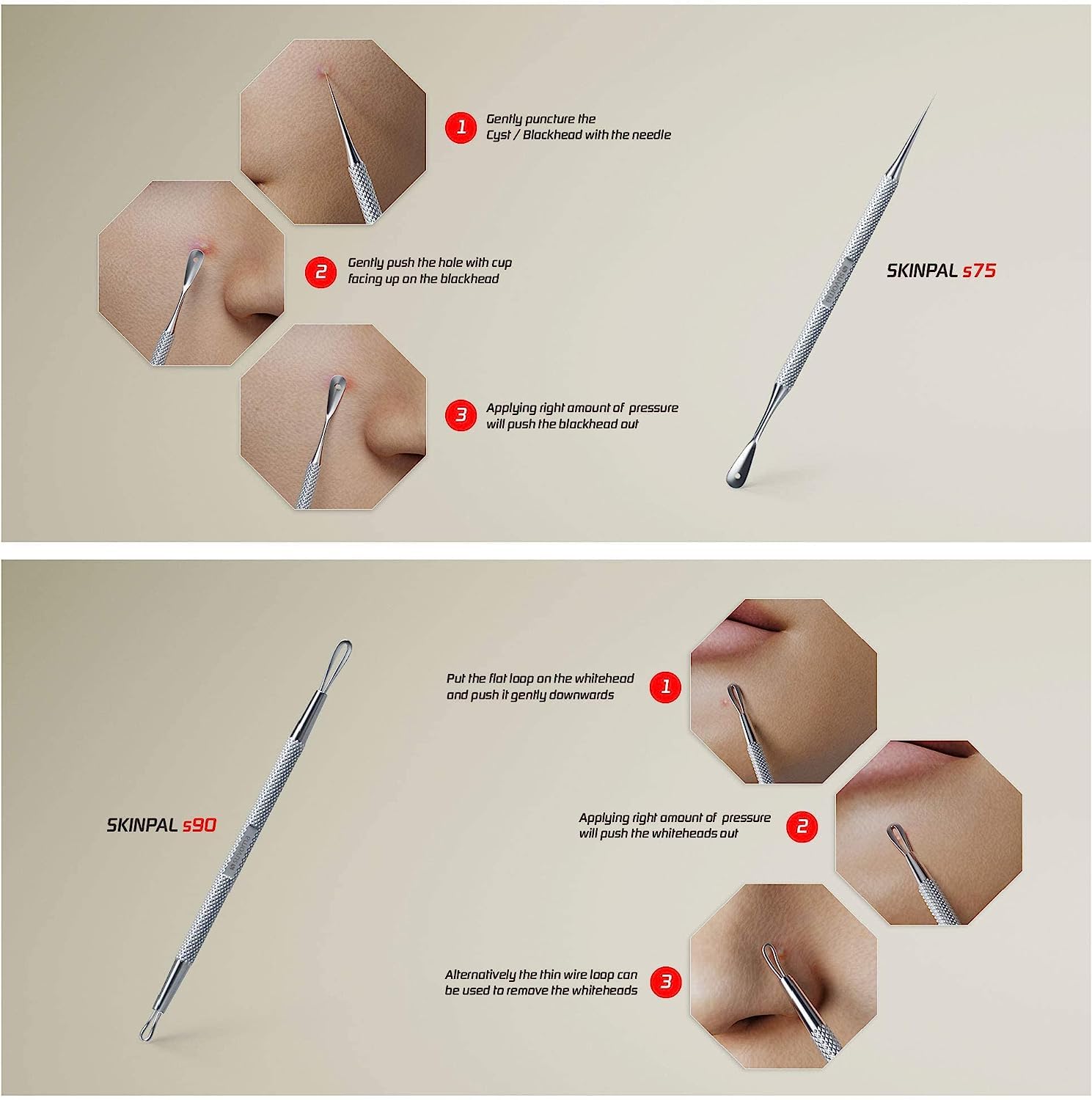 Suvorna Ador Skin Care Pimple Blemish Remover & Comedone Extractor With Needle Point Lancet 1112