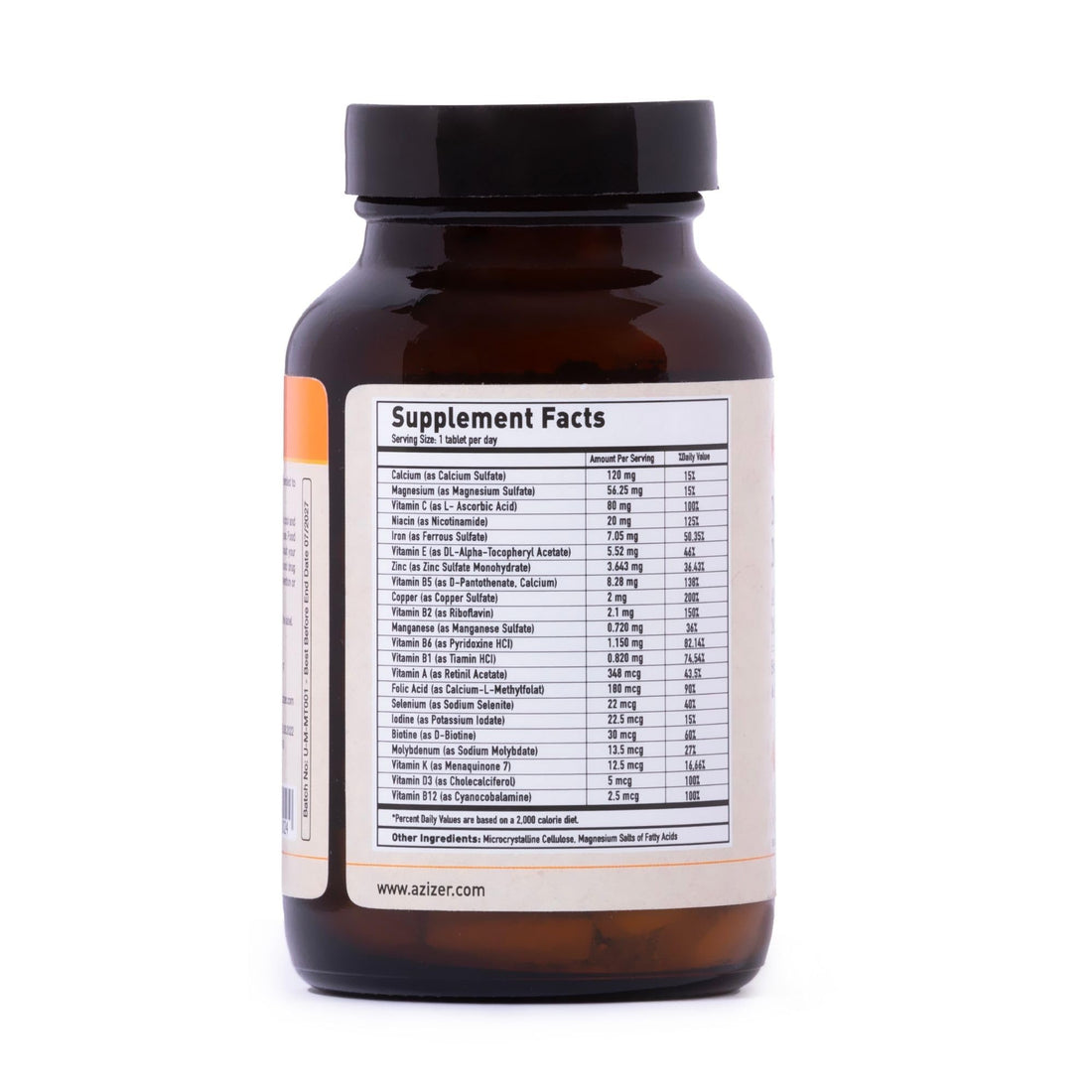 U-MORE Multivitamin & Mineral Complex, Vegan, Sugar-Free, Gluten-Free, Calcium, Magnesium, Vitamin A, B1, B2, B5, B6, B12, D3, K, C, Iron, Zinc, Supports Immune System & Overall Health - 60 Tablets