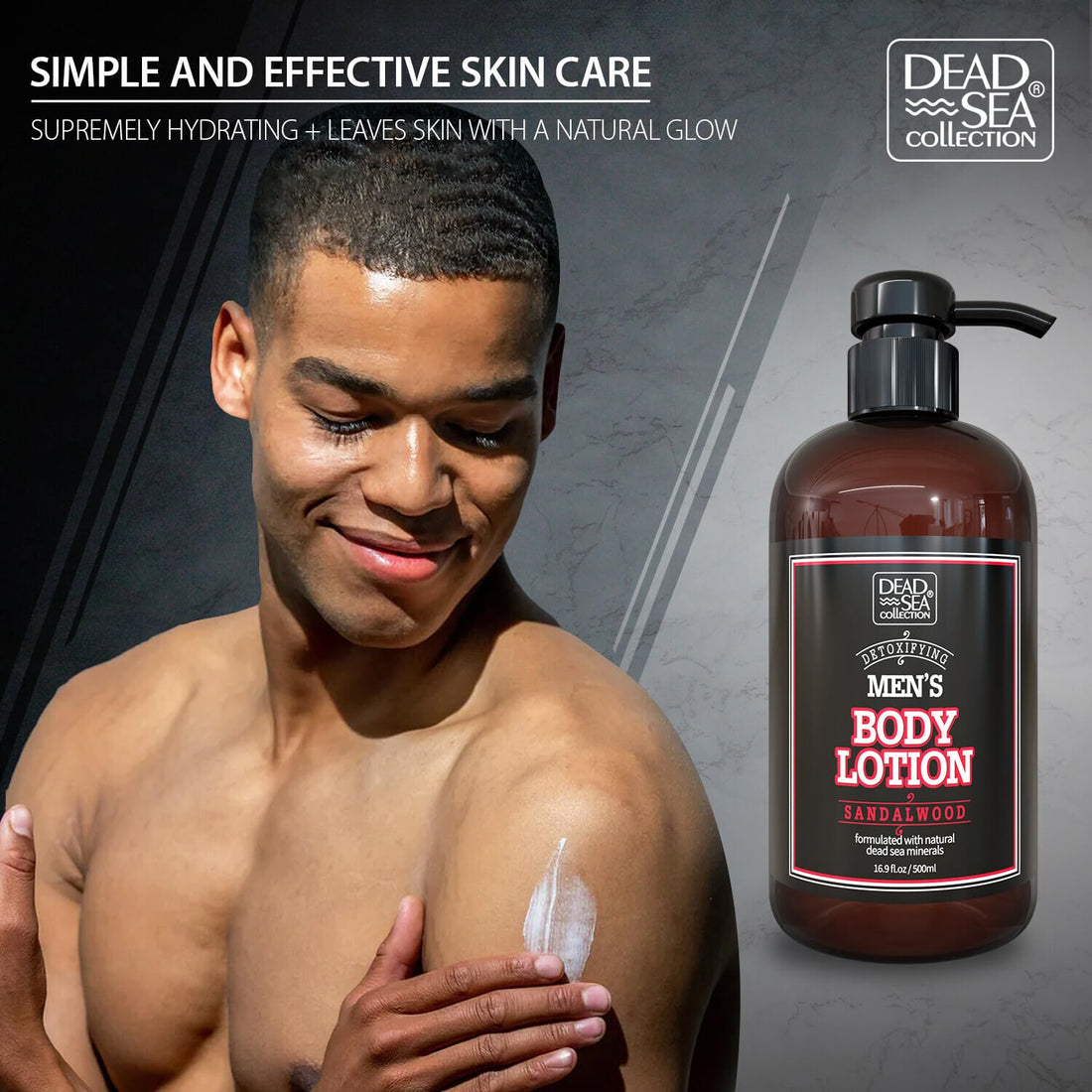 Dead Sea Collection Sandalwood Men's Body Lotion - Maximum Hydration Nourishing Moisturizing Lotion for Men - 16.9 Fl Oz Bottle