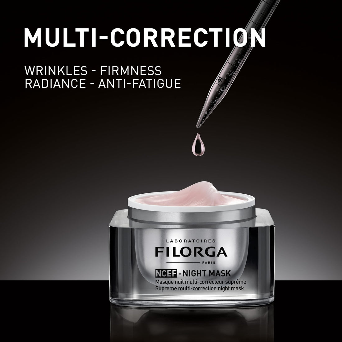 Filorga NCEF-Night Mask Supreme Multi-Correction Concentrated Night Cream for Wrinkles Firmness Radiance, All Skin Types, 1.69 fl oz