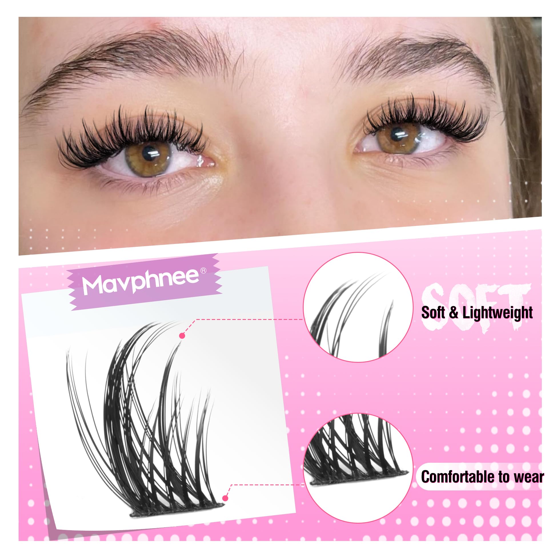 Natural Lash Clusters Spiky Eyelash Extensions Wispy Individual Lashes Manga Eyelash Individuals 120 Pcs CC-Curly Cluster Eyelash Extensions 10-16MM Mixed DIY Lash Extensions by Mavphnee