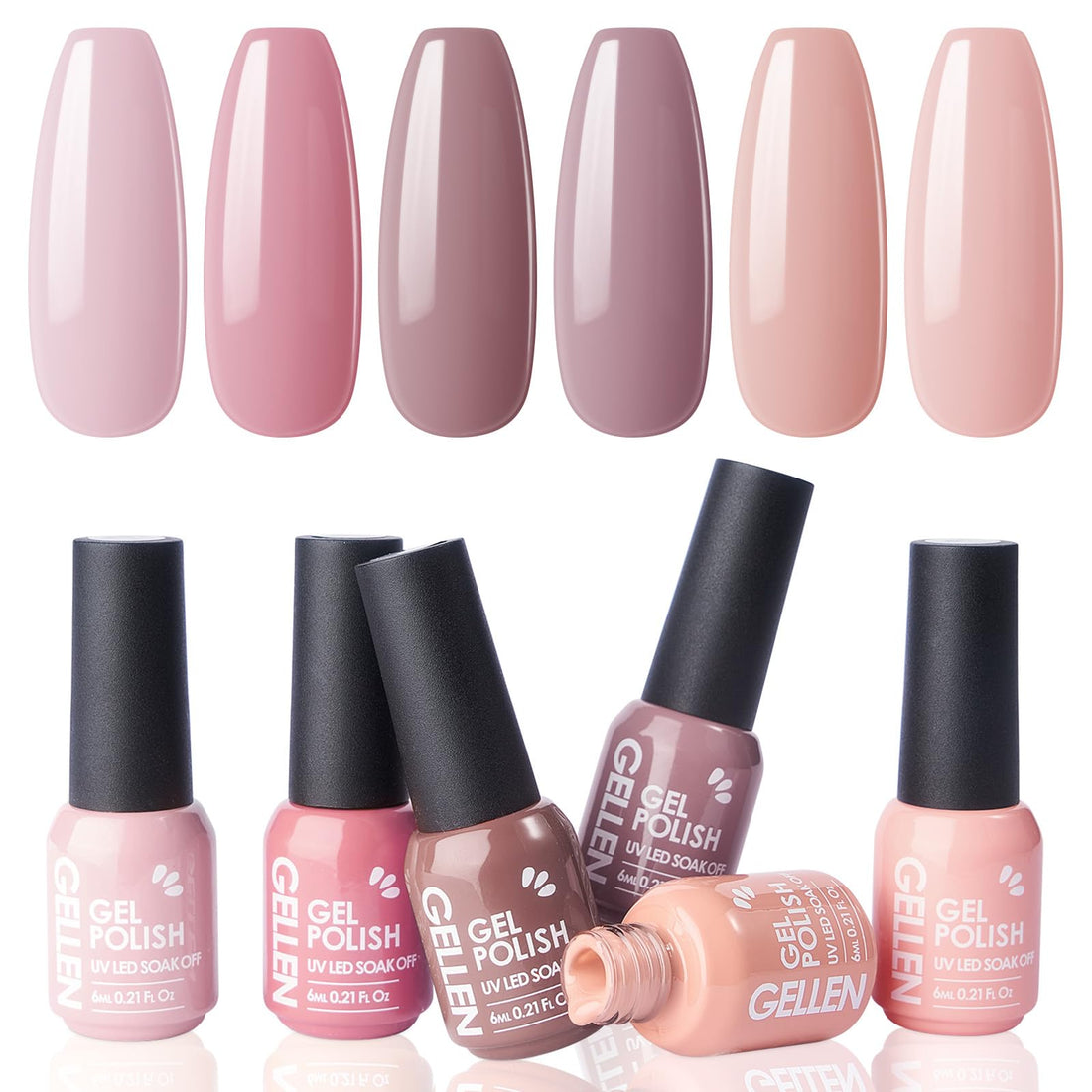 Gellen Gel Nail Polish Set - 6 Colors Pretty in Pastel Series - Soft Pastel Nail Art Colors Long Lasting Home Gel Manicure Kit