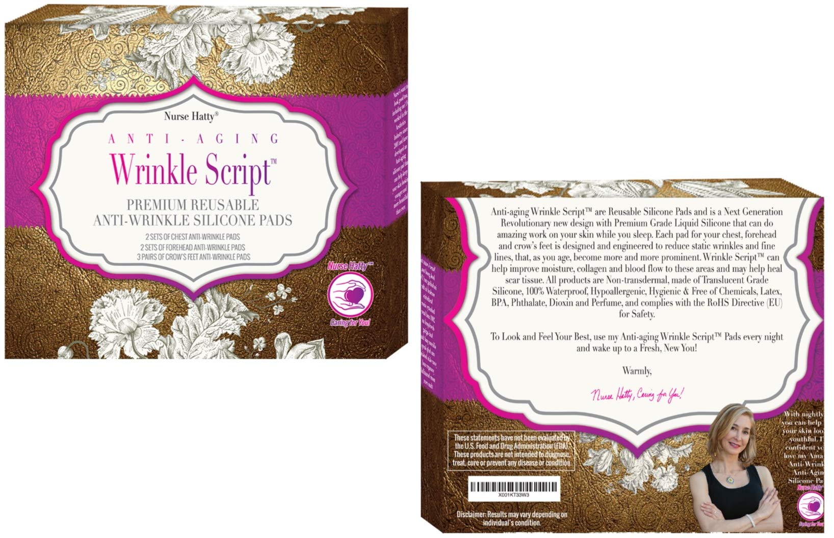 Nurse hattyã‚â - 2 Sets Each (6 Pack) - Reusable Chest, Forehead & Mouth Anti-Aging Anti-Wrinkle Silicone Pads - New & Improved Thicker Chest Pads