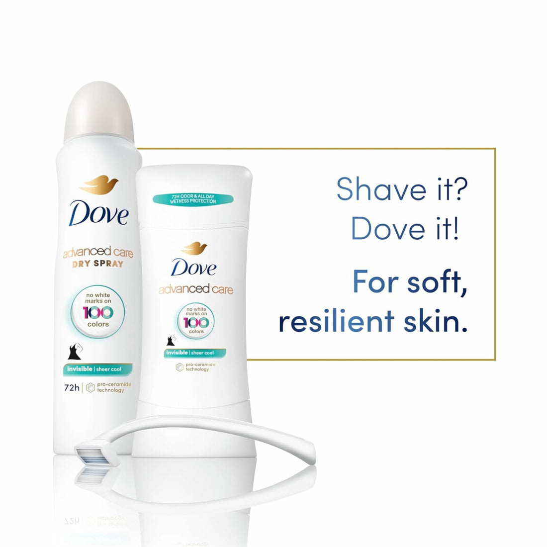 Dove Advanced Care Antiperspirant Deodorant Stick Sheer Cool for Soft, Resilient Skin Sweat & Odor Protection, 2.6 oz (Pack Of 4)