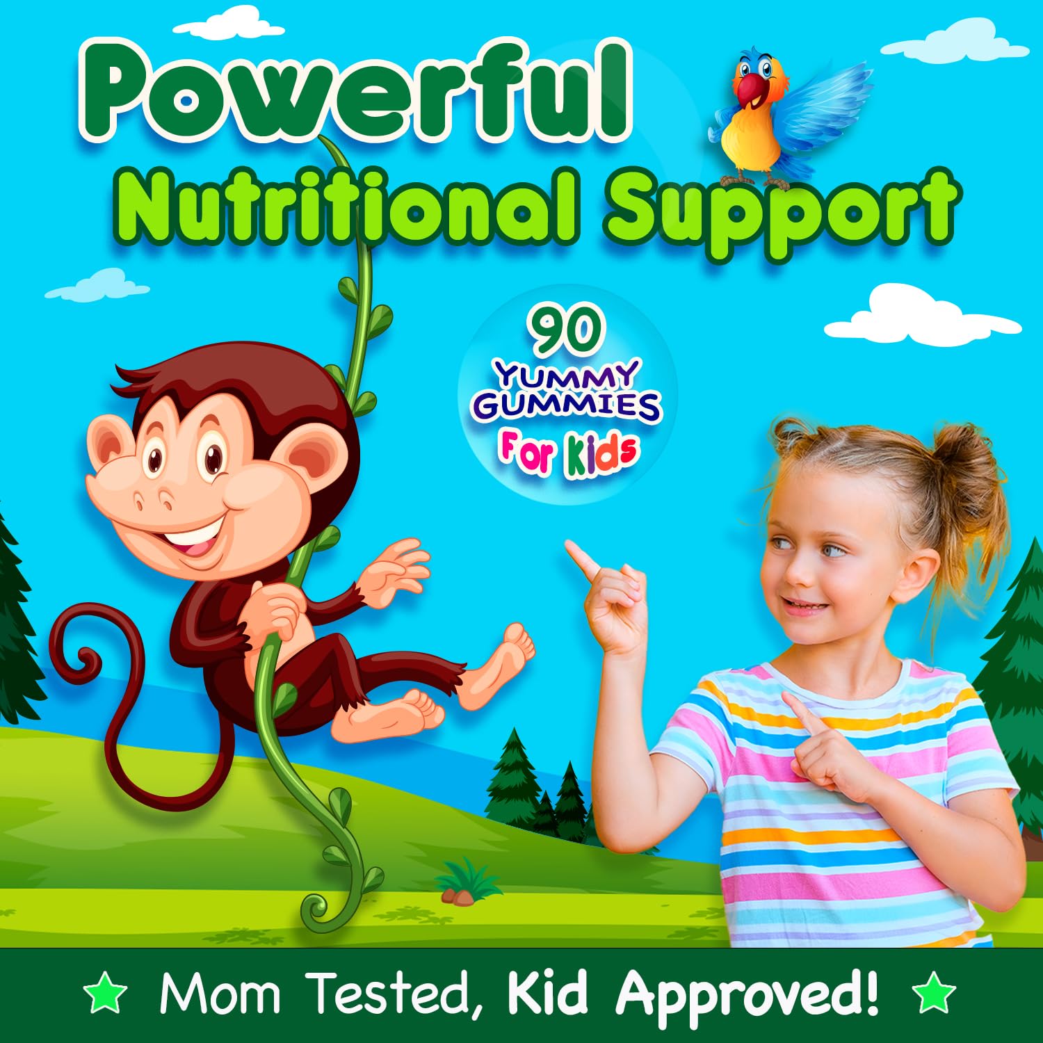 Infusions Super Green Gummies for Kids 90 Count Superfood Booster Soft and Delicious 8 Powerful Blends Vegan Friendly Gluten Free & Non-GMO