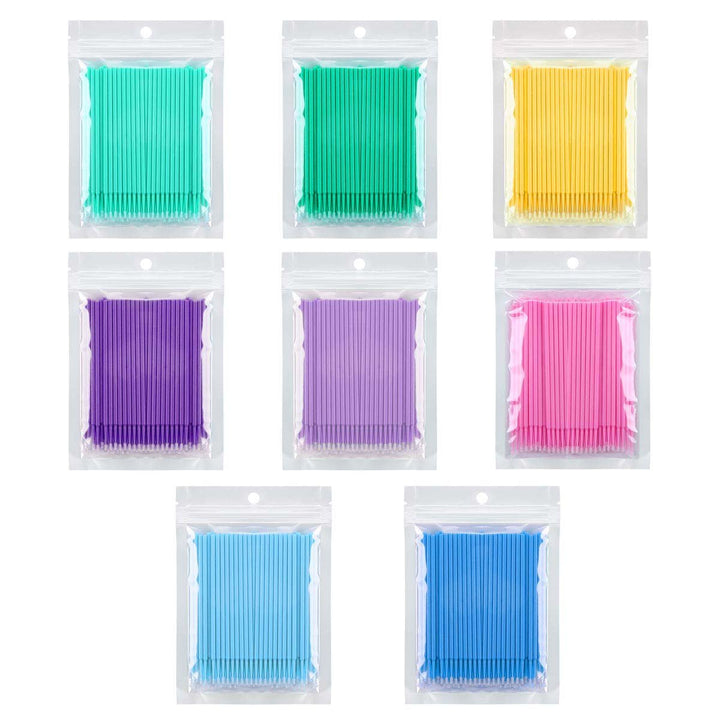 800 PCS Disposable Micro Brushes Applicator for Eyelash Extensions Mascara 8 Color