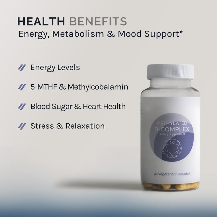 InfiniWell Methylated B-Complex Active B-Vitamin Blend, 90 Capsules (90 Day Supply), Mood and Energy Production Support Dietary Supplement, with 8 Essential B Vitamins, Choline, Inositol, Folate