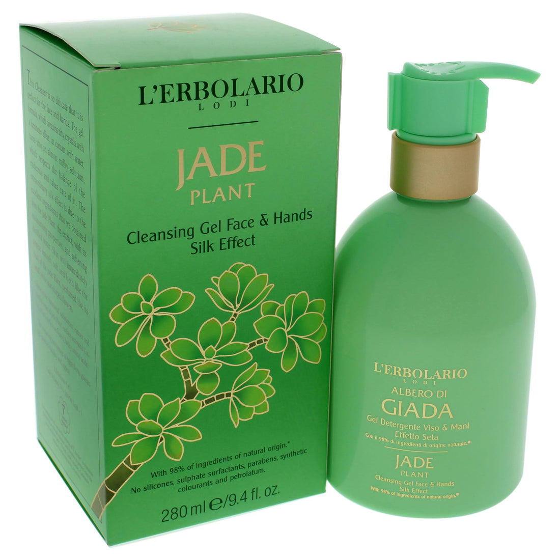 L'Erbolario Jade Plant Face And Hands Cleansing Gel - Floral And Citrus Fragrance - Moisturizing And Softening Properties - Silky Effect - Leaves Your Skin Revitalized And Clean - 9.4 Oz Body Wash