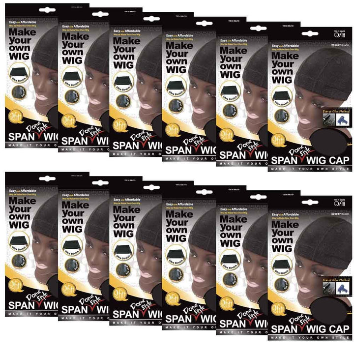 (12 Pack) Qfitt - Spandex Dome Style Ultra Stretch Wig Cap #5017