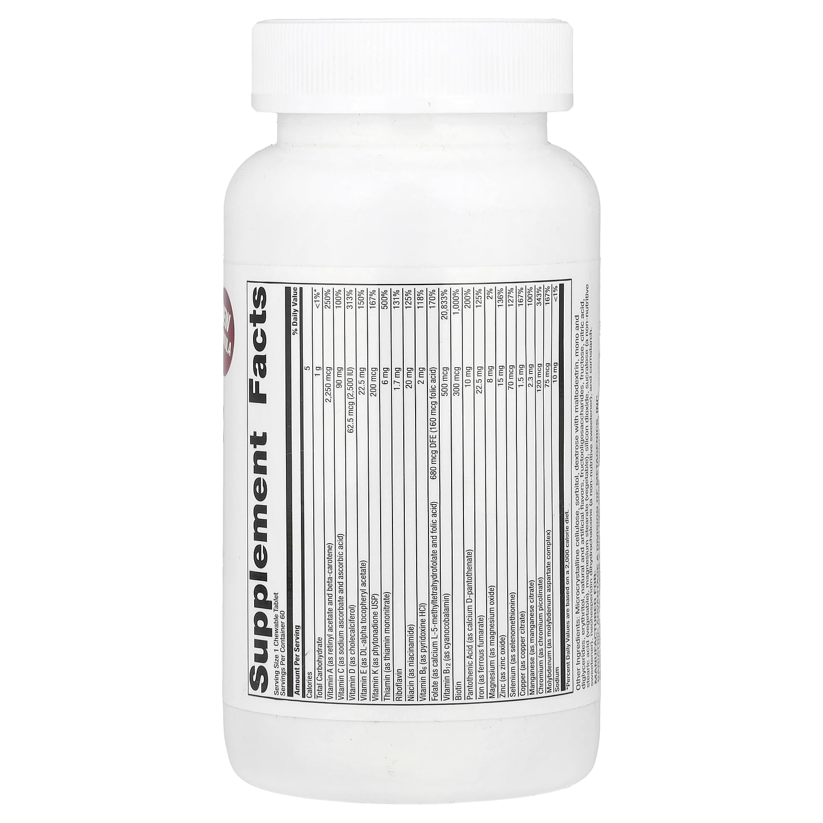 Bariatric Advantage Chewable High ADEK with Iron - for Bariatric Patients - High Potency Vitamin A, D, E & K - Includes B-Vitamins - Chewable Multivitamins - Tropical Fruit - 60 Tablets