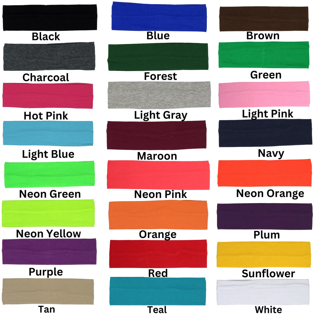 Kenz Laurenz Cotton, Soft and Stretchy Elastic Yoga Fashion Headband for Women, Black (Pack of 12)