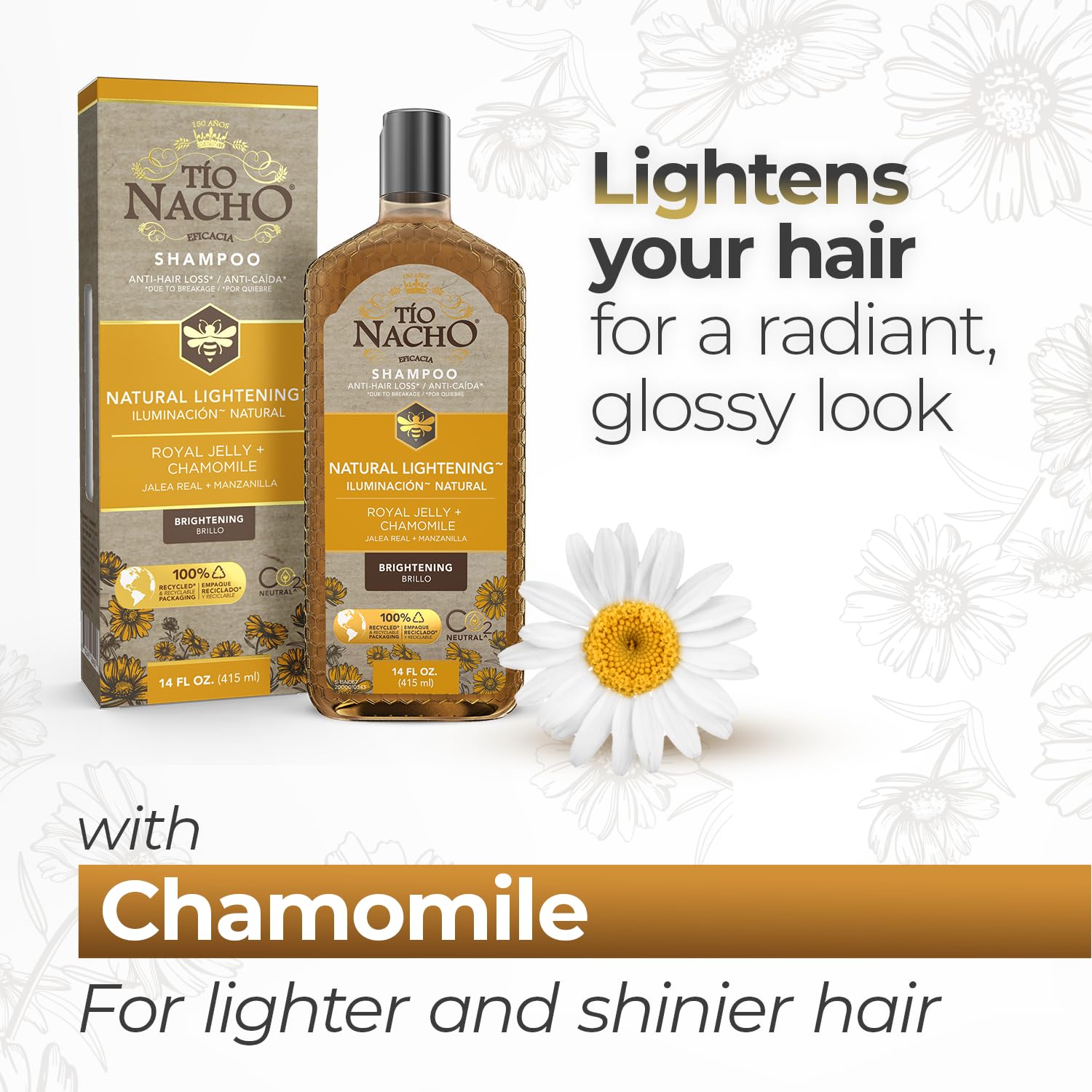Tio Nacho Shampoo & Conditioner Set - Natural Lightening Shampoo with Royal Jelly & Chamomile + Purifying Conditioner with Botanical Stem Cells, Enhances Volume & Shine, 14 oz Each
