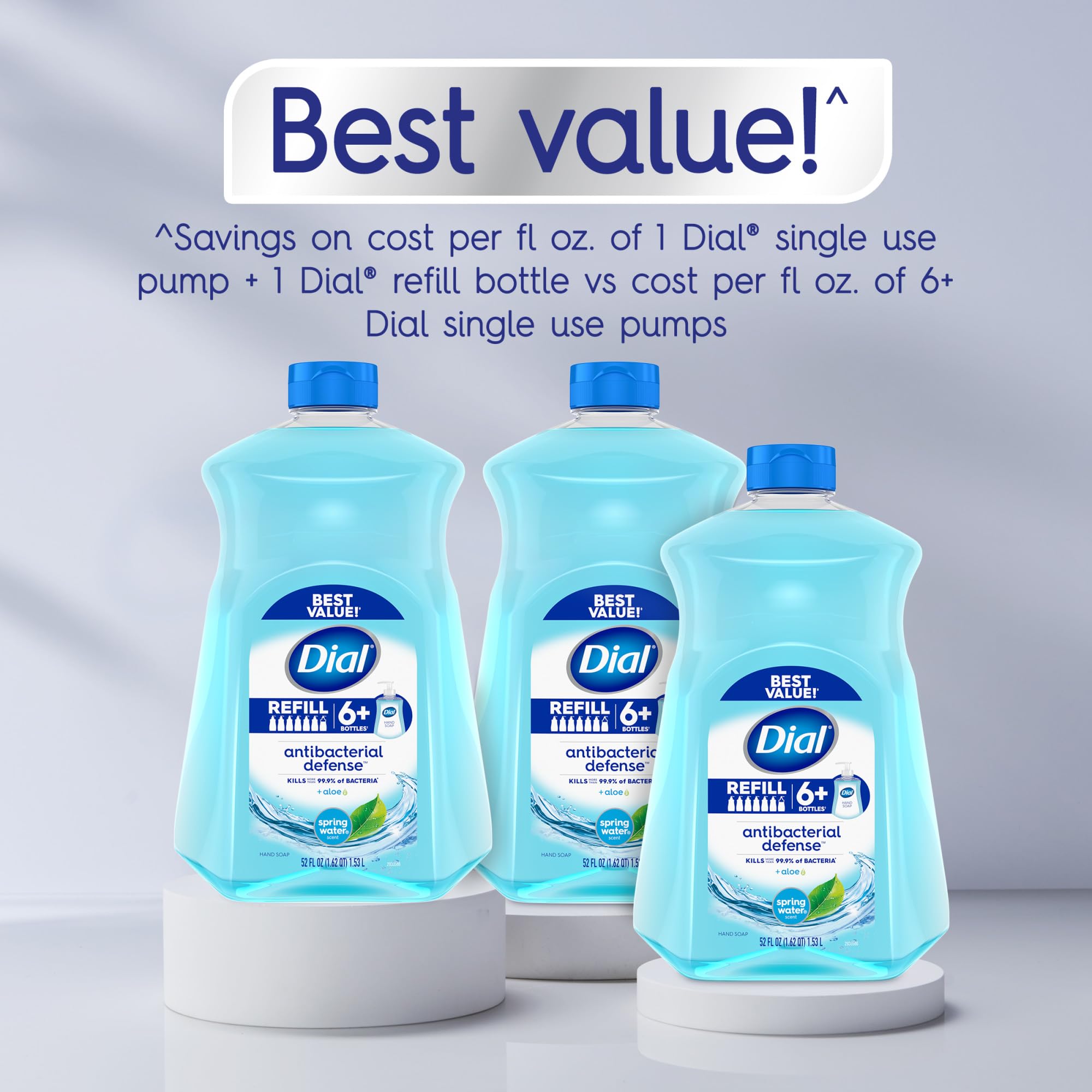 Dial Antibacterial Liquid Hand Soap Refill, Spring Water, 52 fl oz Pack of 3