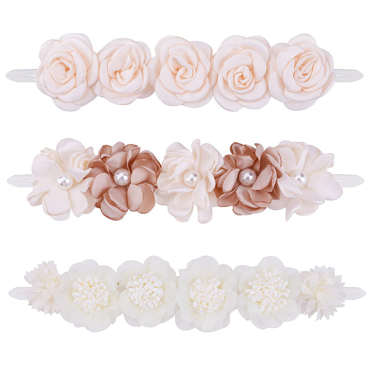 BFNAAgirl Flower Headband for Baby Girl Elastic Baby Floral Headbands Crown Hairbands Hair Accessories for Newborn Infant Toddlers Kids 3pcs/set