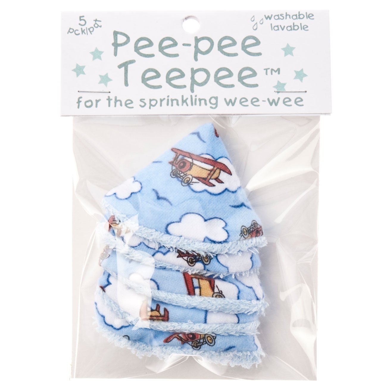Beba Bean - Peepee Teepee for the Sprinkling WeeWeee, Baby Pee Shield , Airplane Design - 5 pack