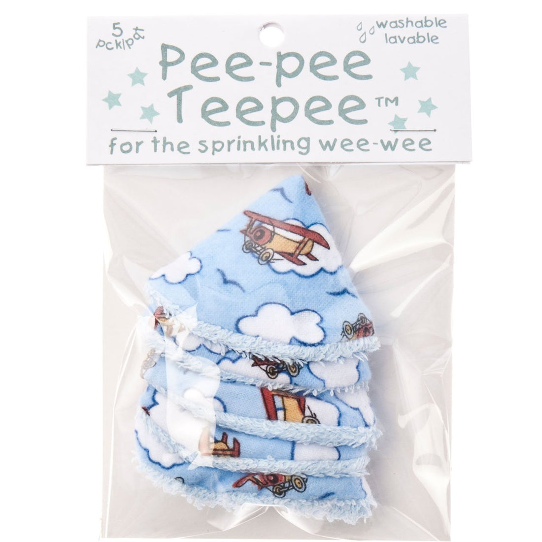Beba Bean - Peepee Teepee for the Sprinkling WeeWeee, Baby Pee Shield , Airplane Design - 5 pack