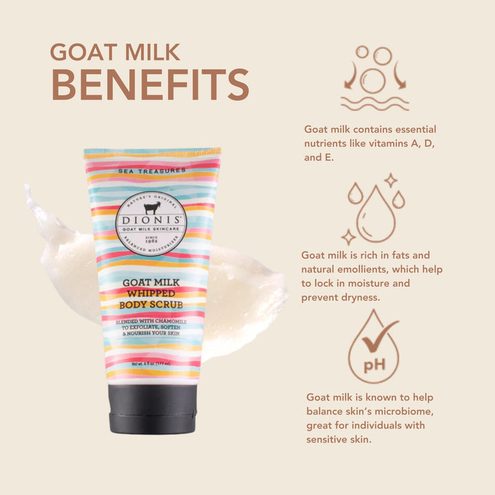 Dionis Goat Milk Skincare Whipped Sugar Scrub - Sea Treasures, 6 ounces