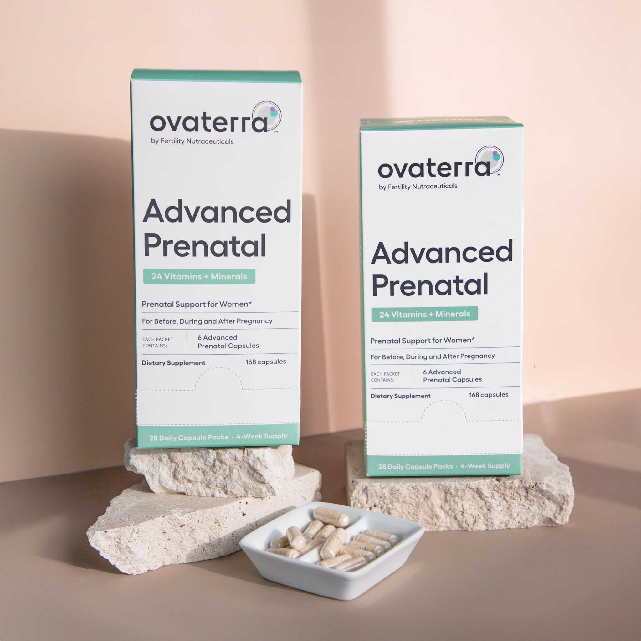 Ovaterra Advanced Prenatal, Prenatal Vitamins for Women with Choline, Methylfolate, Chelated Iron, Vitamins A, B6, and B12, 4-Week Supply Prenatal Multivitamin (28 Capsule Packs)