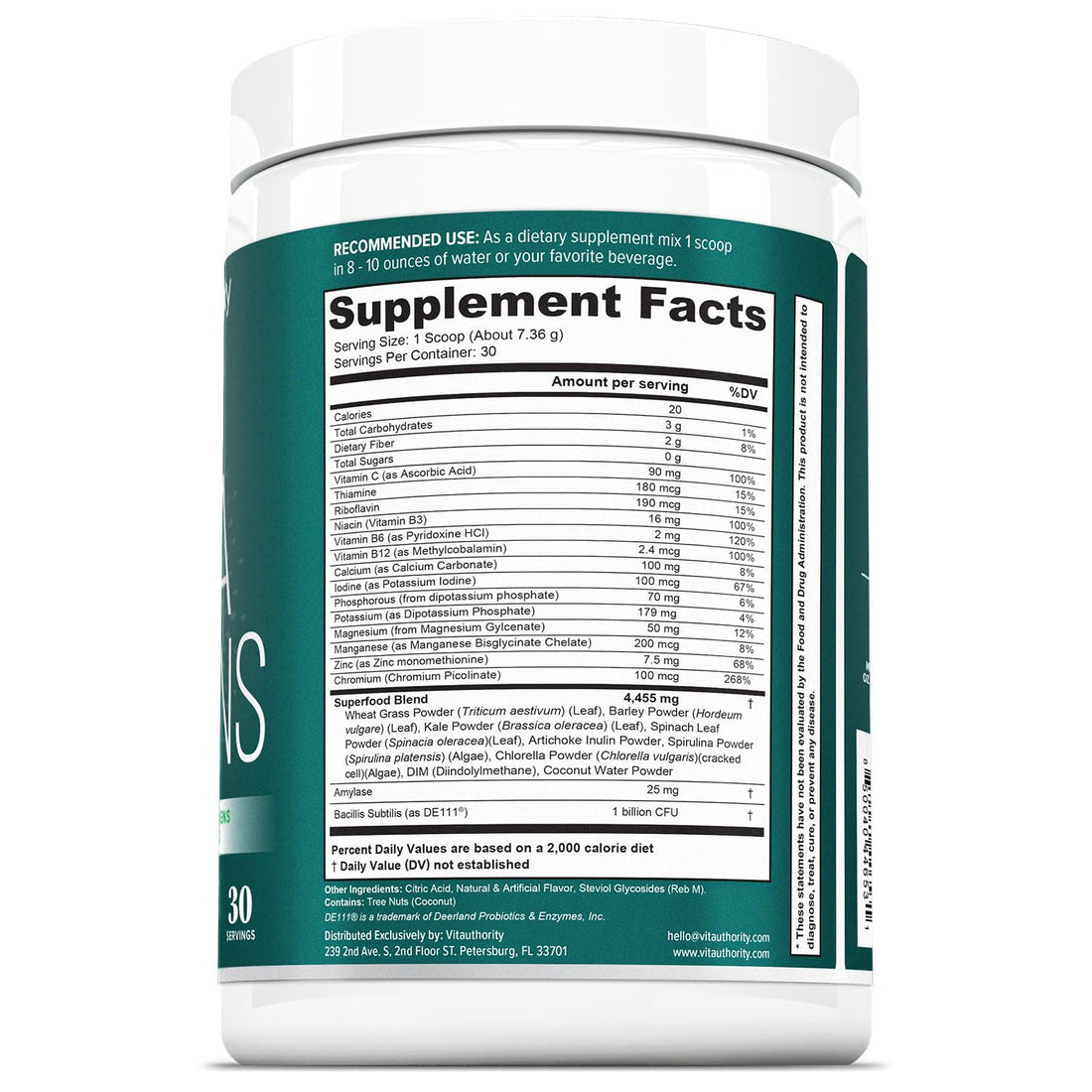 Vita Greens Superfood Powder: Immune and Digestion Support | Enhanced Energy | Daily Multivitamin Blend