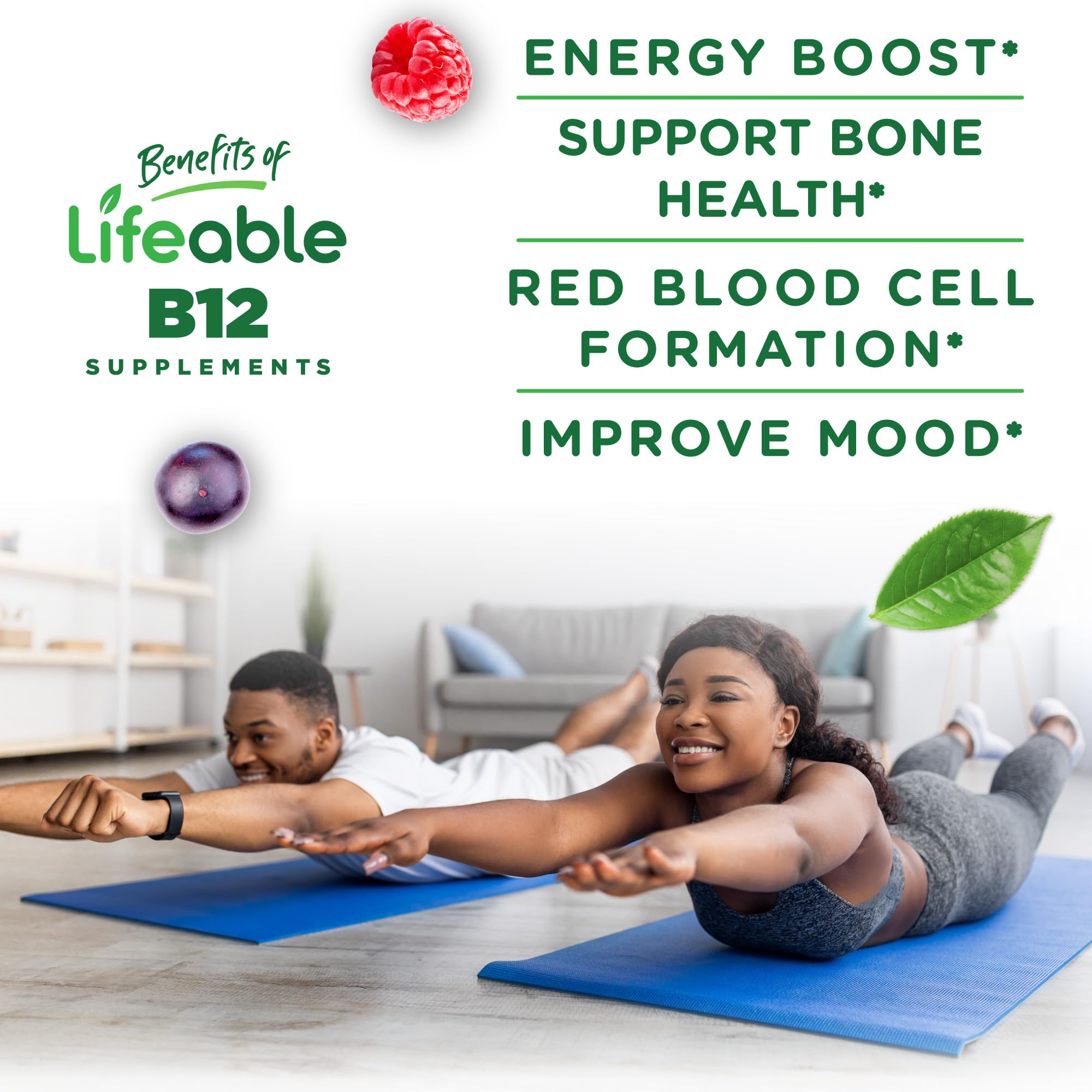 Lifeable Sugar Free Vitamin B12 Gummies | 1000 mcg | Great Tasting B12 Vitamins Gummies | Energy, Mood, and Metabolism Support | B 12 Vitamin Gummies for Men, Women, Adults | 90 Gummies