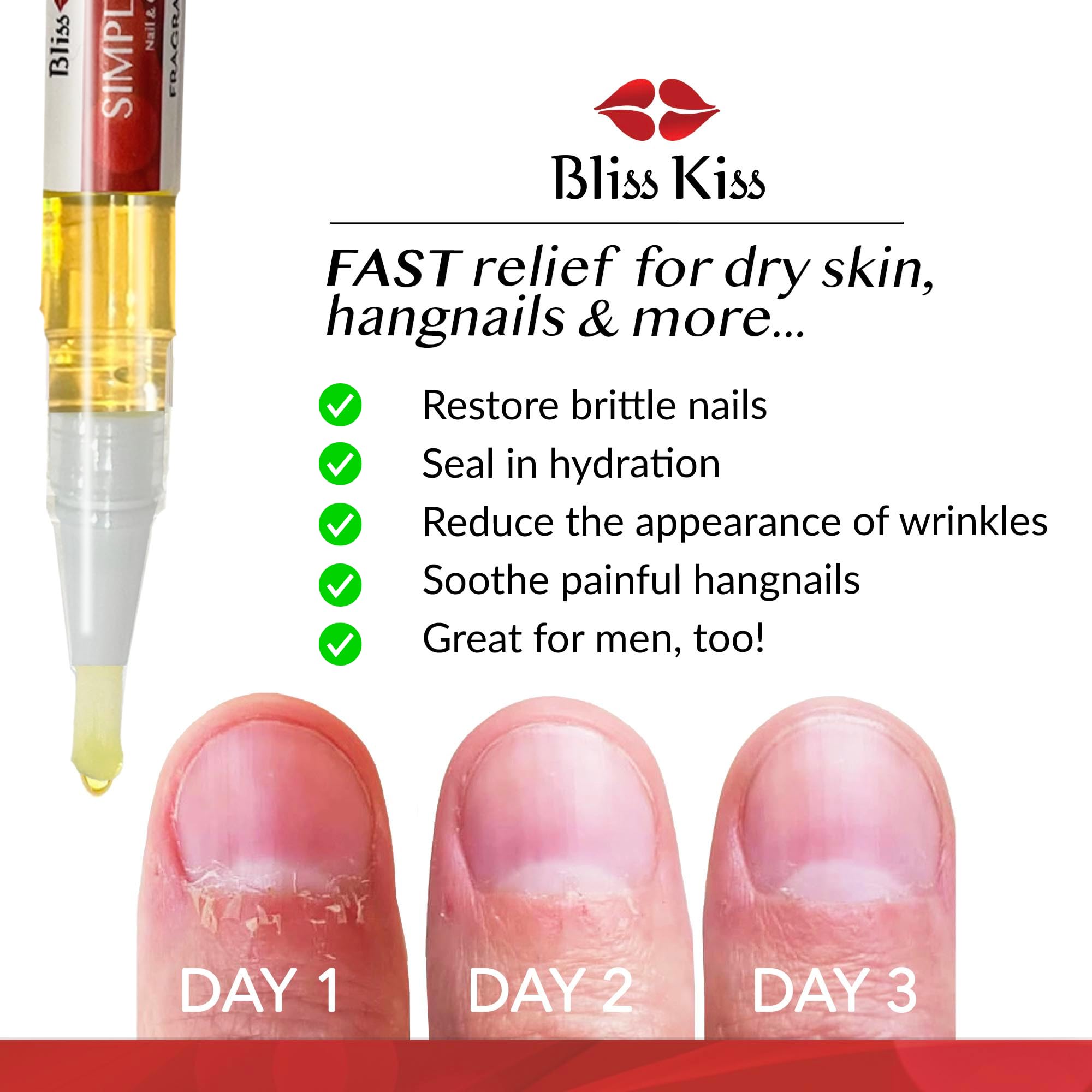 Bliss Kiss Pure Cuticle & Nail Oil Pen - Fragrance Free - Better Than OPI Avoplex