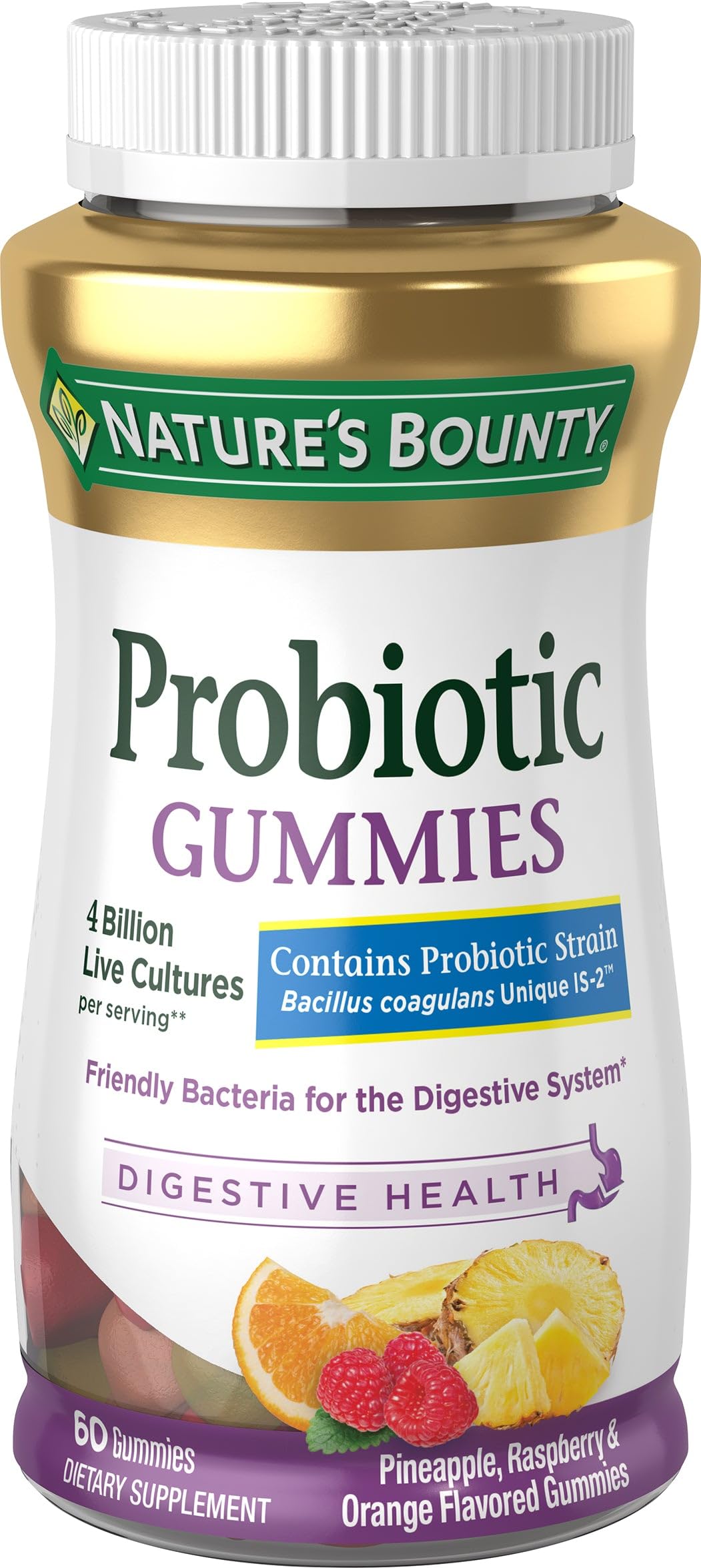 Nature's Bounty Probiotic Gummies, 4 Billion live cultures, 60 Count