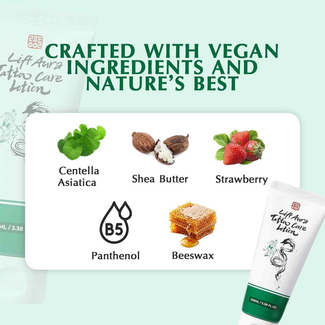 LiftAura Tattoo Aftercare Moisturizer – Daily Hydrating Lotion with Clean Ingredients, Gentle Care for Tattooed Skin, 3.4 oz Tube