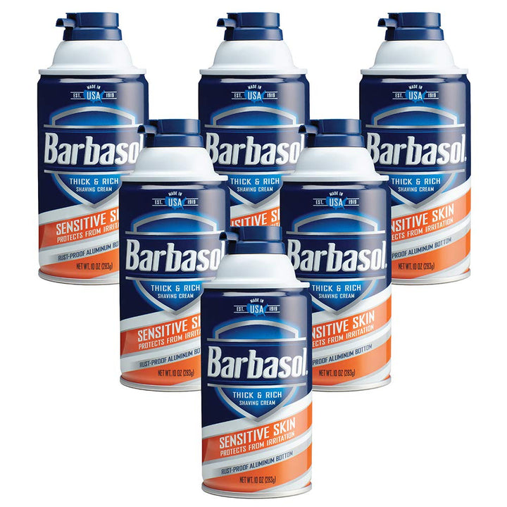 Barbasol Sensitive Skin Thick and Rich Shaving Cream for Men, 10 oz., Pack of 6