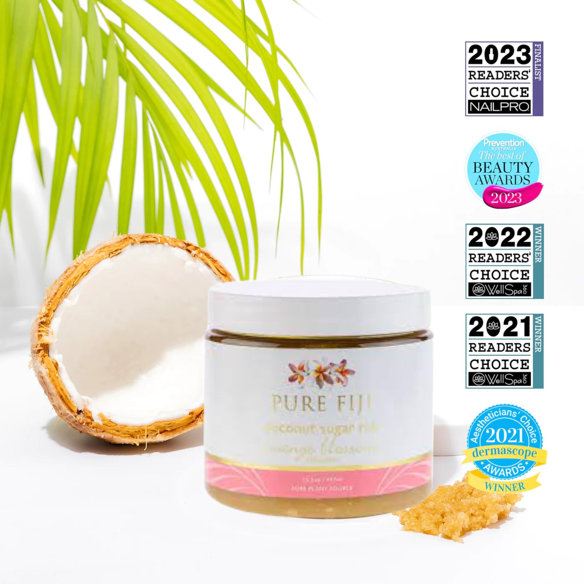 Pure Fiji Coconut Sugar Body Scrub - Body Exfoliator Scrub Natural Origin for Smooths and Softens Skin - Organic Exfoliating Sugar Scrub for Body, Orange Blossom, 15.5 Oz