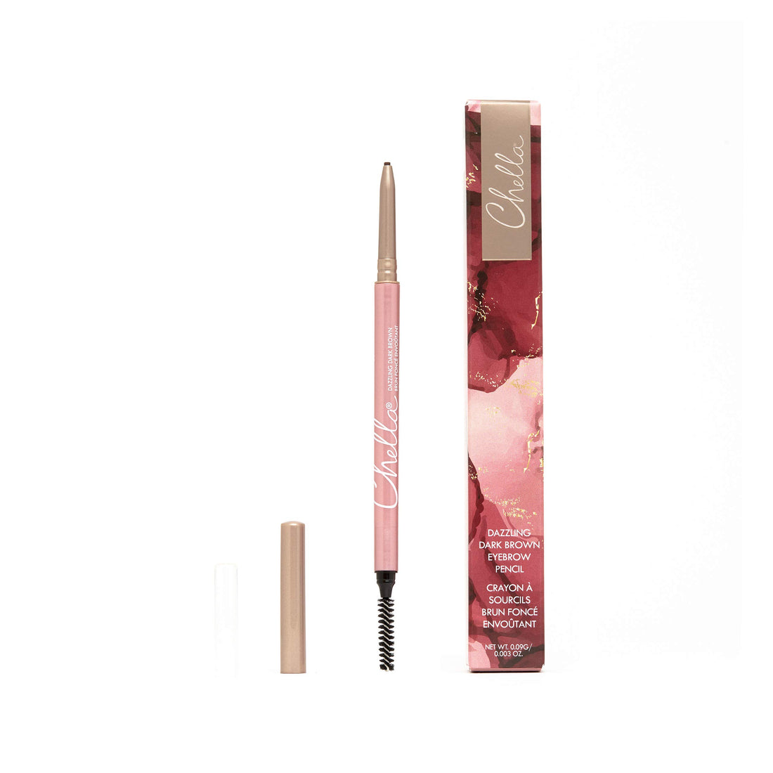 Chella Eyebrow Pencil with Spoolie (eyebrow brush) - Everything You Need toWow Your Brows, The ONLY Pencil you will EVER Buy - Dazzling Dark Brown